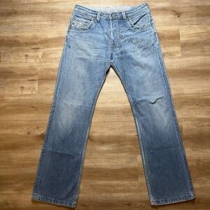 Diesel Lemmen Jeans Men 33x34 Blue Relaxed Straight Baggy Medium Wash Denim Y2K